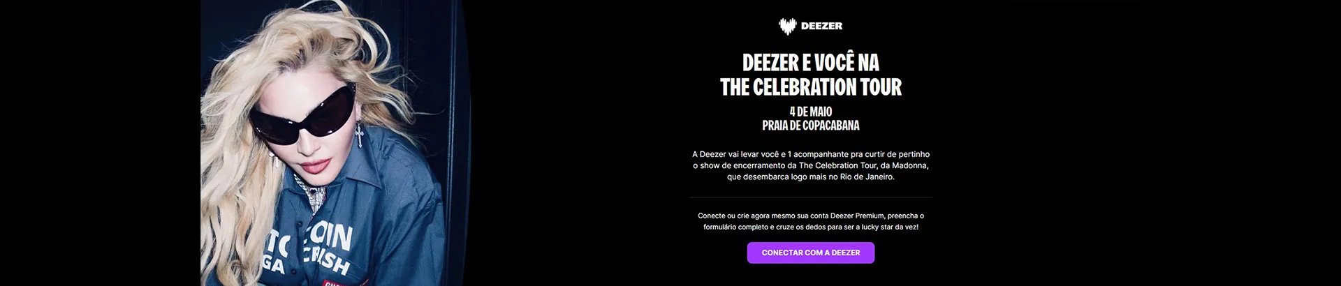 Promoção Deezer 2024 Você na The Celebration Tour